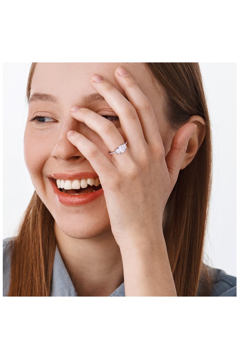 Dew Octagon Created Moissainte Ring, Alternate, color, WHITE