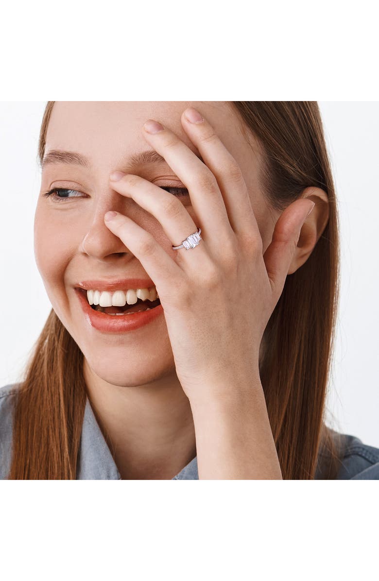 DELMAR Dew Octagon Created Moissainte Ring, Alternate, color, White