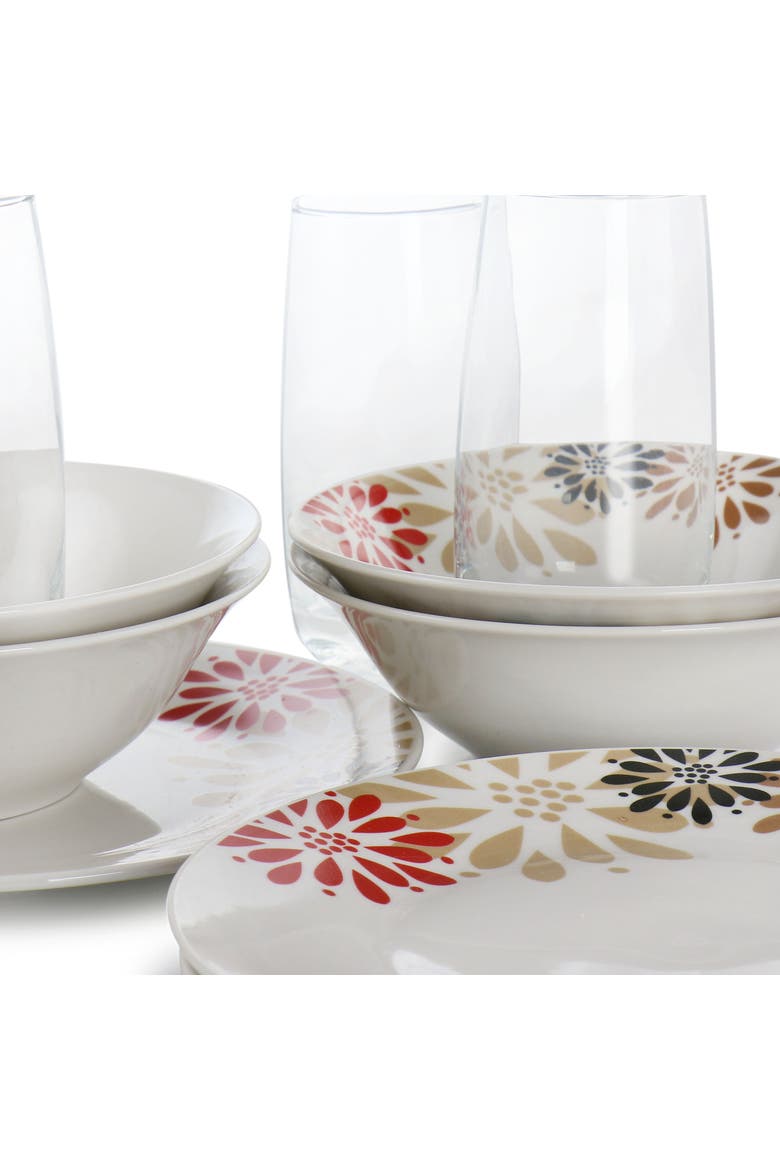 Blossom Ceramic 12 Piece Dinnerware Combo Set, Alternate, color, White