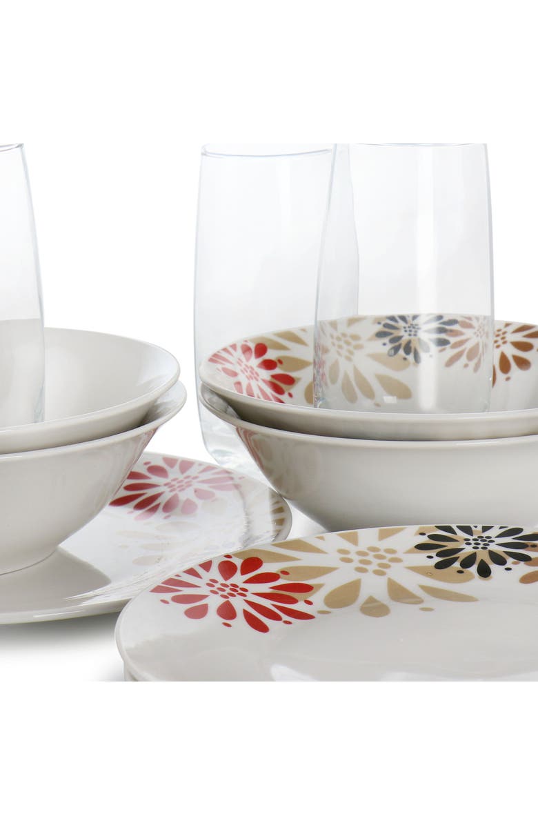 Gibson Everyday Everyday Osaka Blossom Fine Ceramic 12 Piece Dinnerware Combo Set, Alternate, color, White
