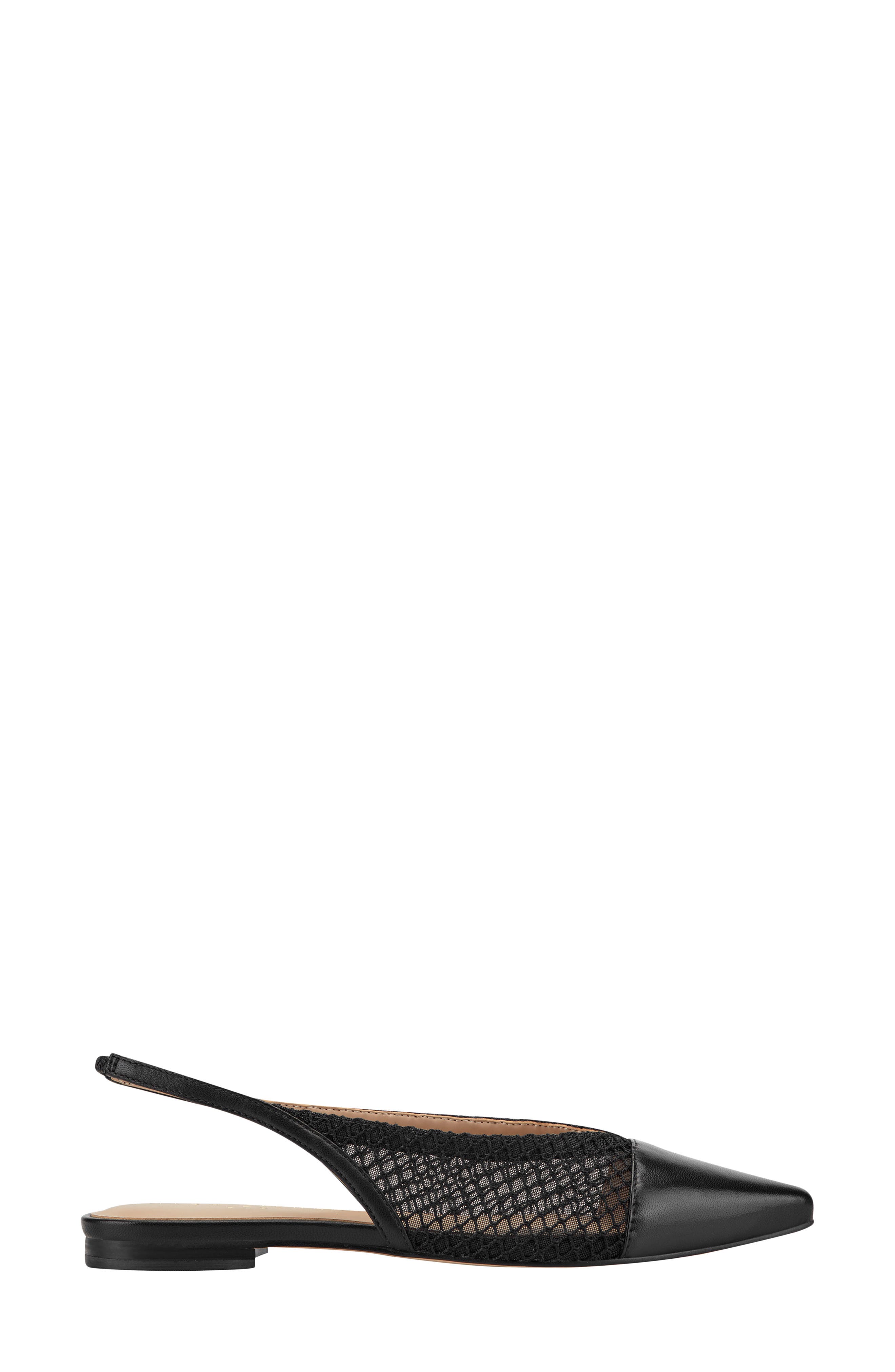 Marc Fisher LTD Davin Pointed Toe Slingback Flat, Alternate, color, Black
