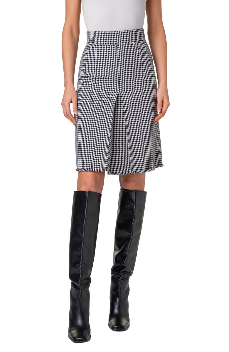 Akris punto Houndstooth Fringed Skirt, Main, color,