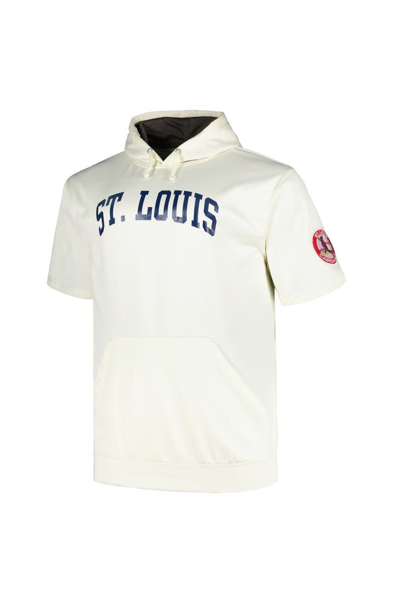 PROFILE Men's Profile Oatmeal St. Louis Cardinals Big & Tall Contrast Short Sleeve Pullover Hoodie, Alternate, color, Oatmeal