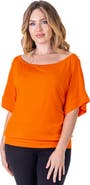 24seven Comfort Apparel Loose Fit Dolman Top with Wide Sleeves