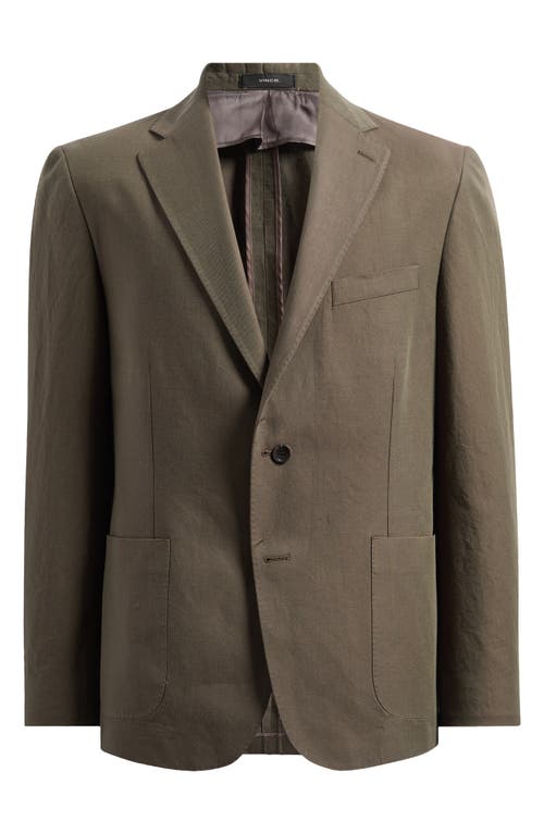 Vince Icon Relaxed Fit Cotton & Linen Sport Coat In Olive
