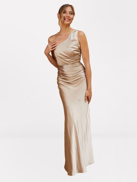 One Shoulder Satin Bridesmaid Dress