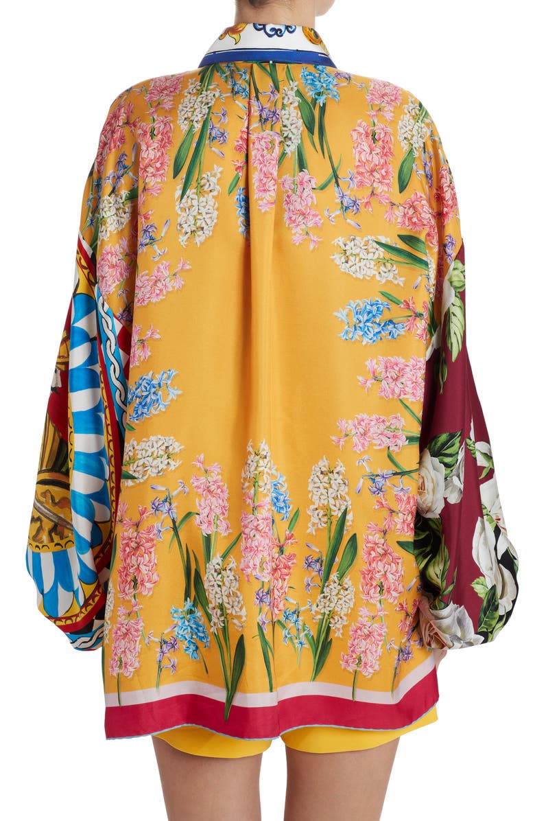 Dolce&Gabbana Mixed Foulard Print Silk Twill Shirt, Alternate, color, 