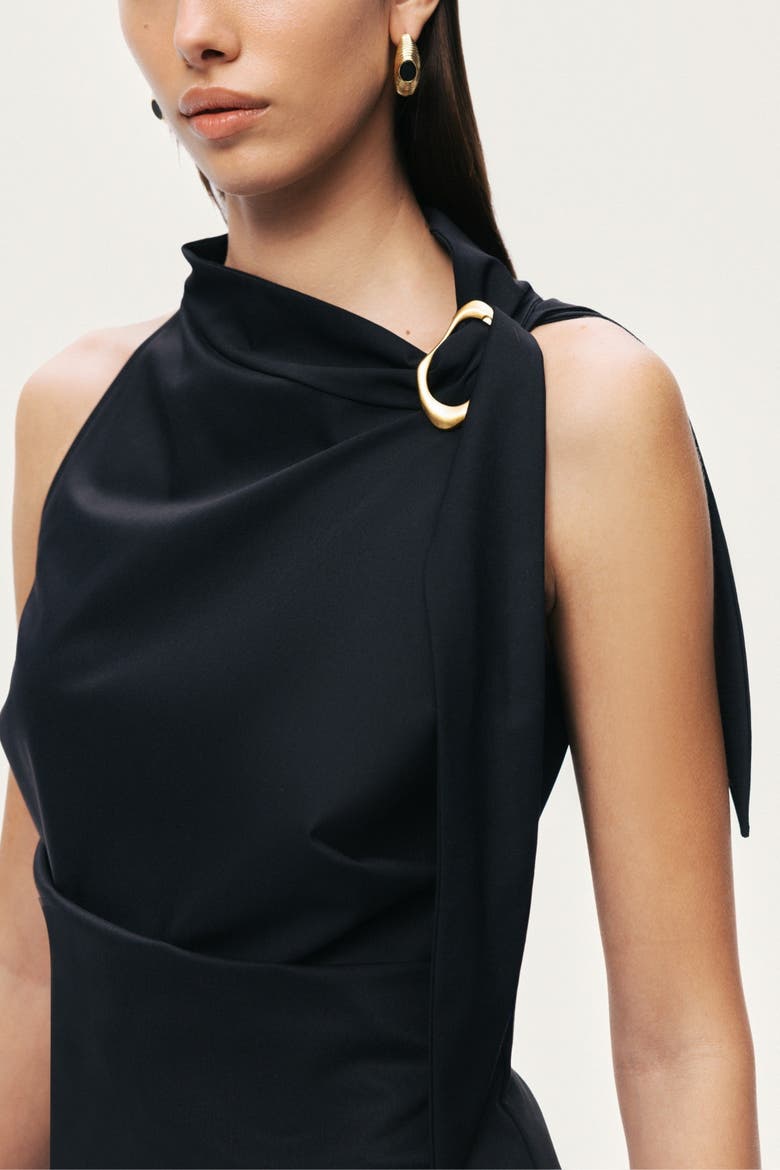 Asymmetric Buckle-Detail Blouse, Alternate, color, Black