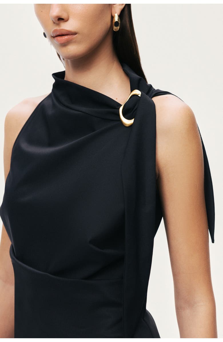 Nocturne Asymmetric Buckle-Detail Blouse, Alternate, color, Black
