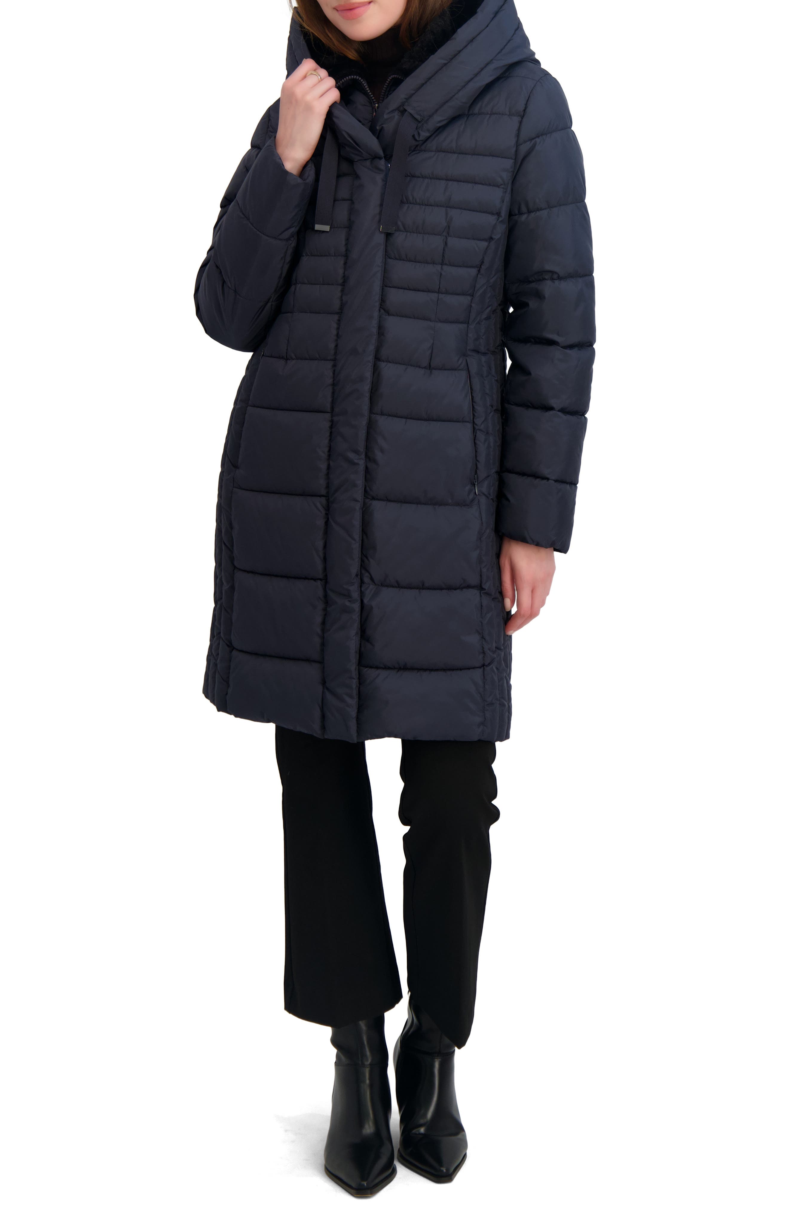 Tahari Casey Hooded Bib Puffer Coat