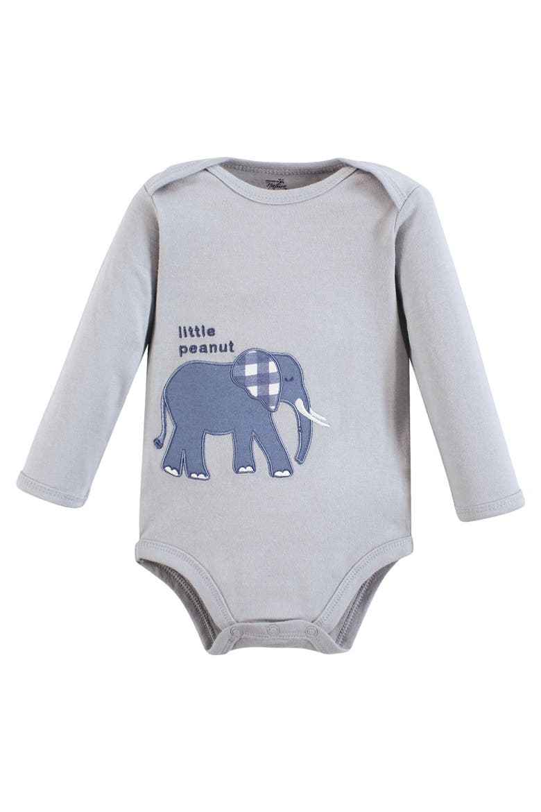 5Pk Long Sleeve Organic Bodysuits, Alternate, color, Blue Peanut