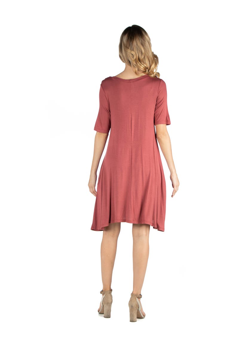 Maternity Soft Flare T-Shirt Dress with Pocket Detail, Alternate, color, Cinnamon