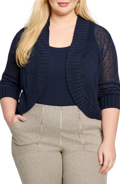 Linen Blend Bolero Cardigan (Plus)