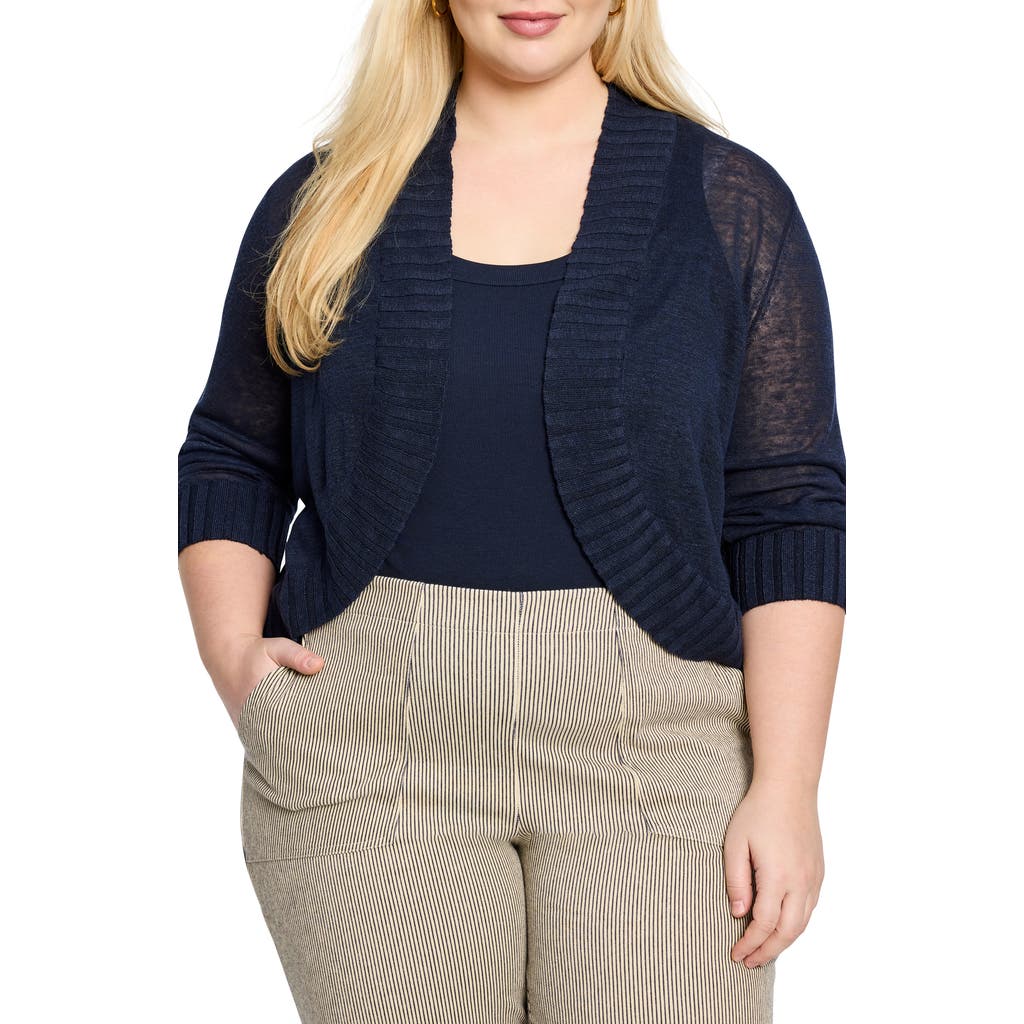 Nic + Zoe Nic+zoe Linen Blend Bolero Cardigan In Dark Indigo