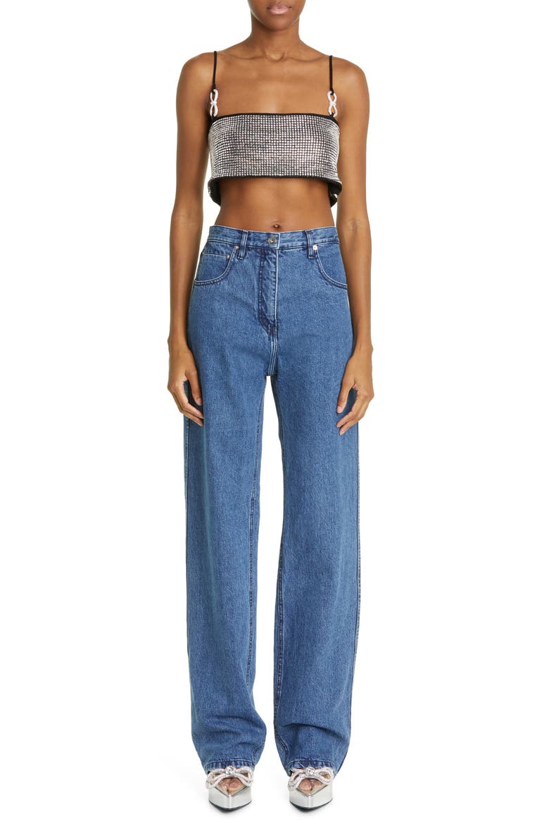 Crystal Mesh Crop Top, Alternate, color, SILVER