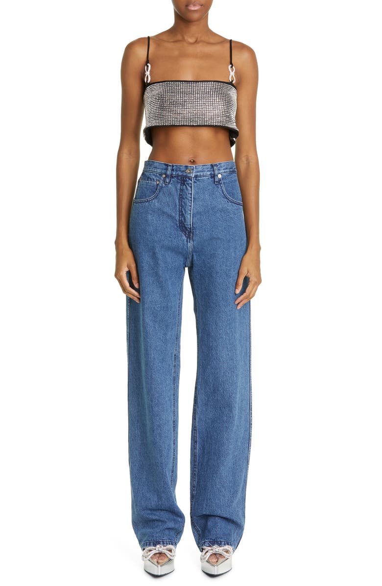 Mach & Mach Crystal Mesh Crop Top, Alternate, color, 