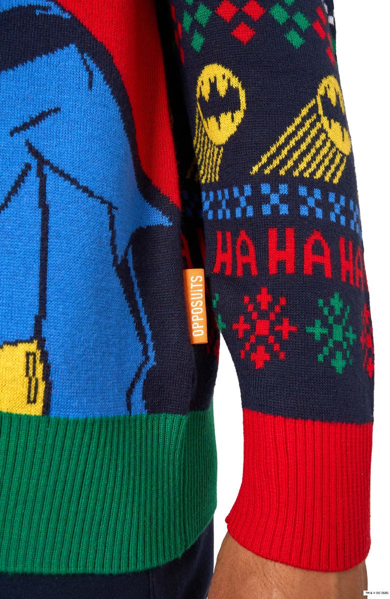 OppoSuits Batman Christmas Crewneck Sweater, Alternate, color, Green Multi