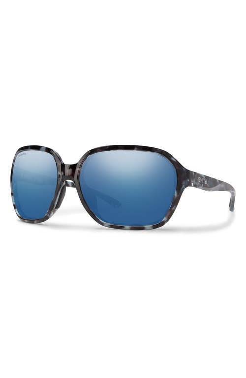Smith Whitney 61mm Chromapop™ Polarized Wraparound Square Sunglasses In Sky Tortoise/blue Mirror