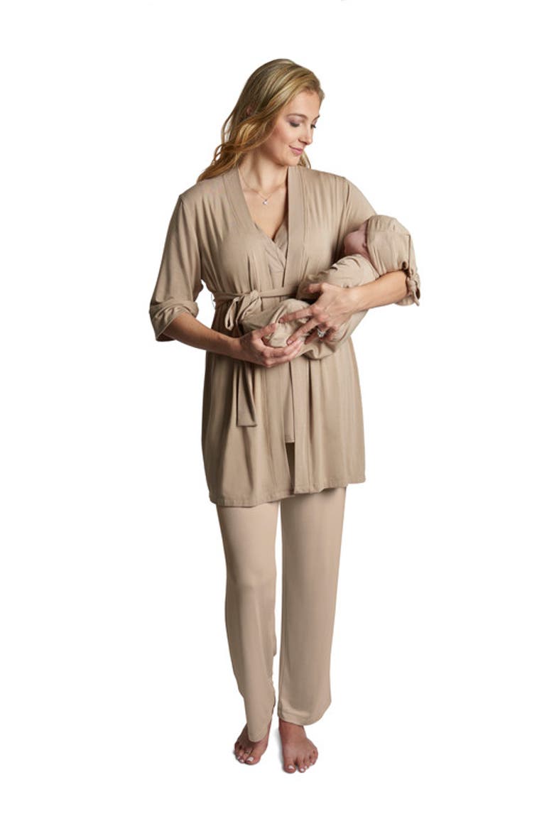 Analise During & After 5-Piece Maternity/Nursing Sleep Set for Mom & Baby, Alternate, color, Latte