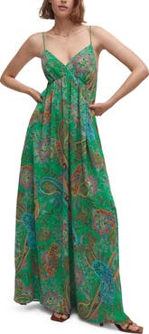 MANGO Print Open Back Pleated Dress