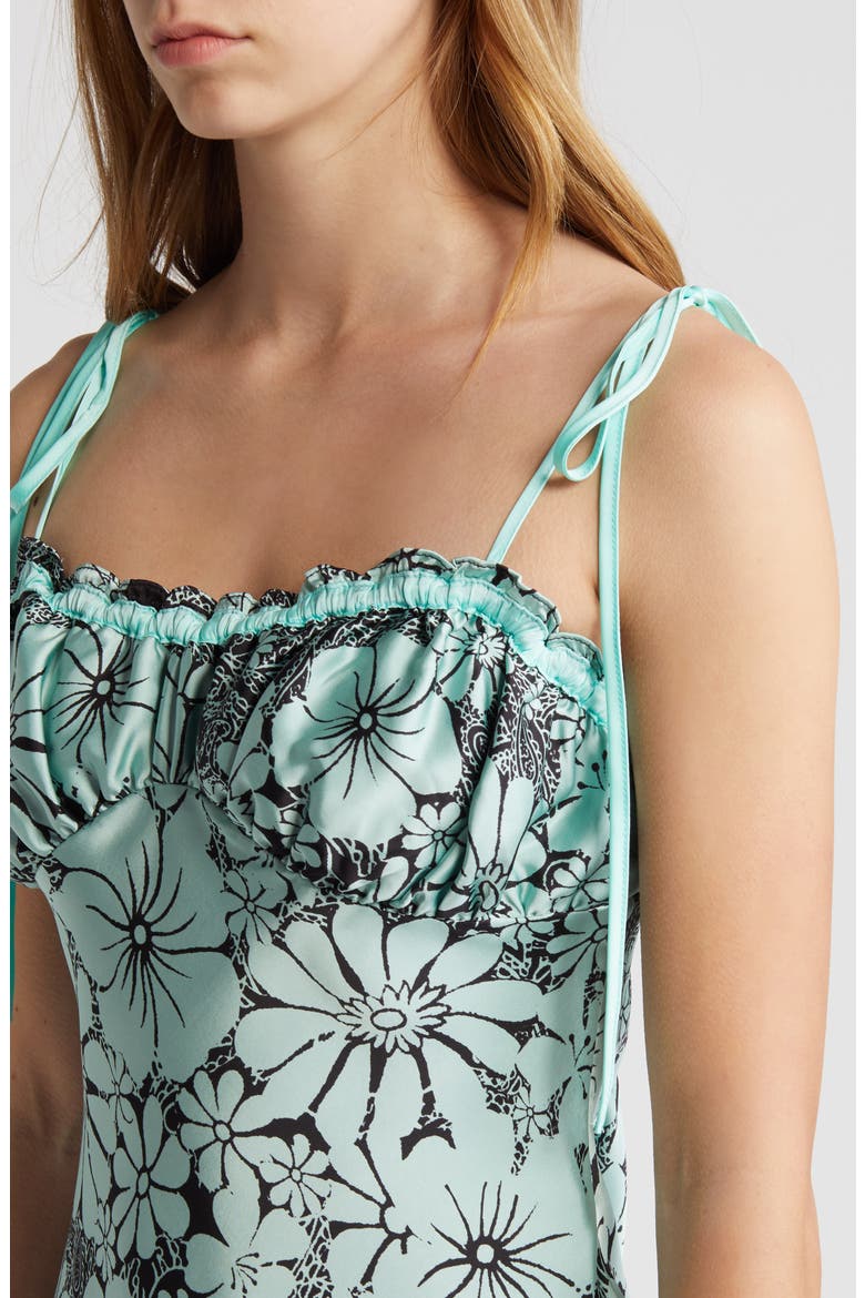 Retro Daisy Asymmetric Slipdress, Alternate, color, BLACK COMBO