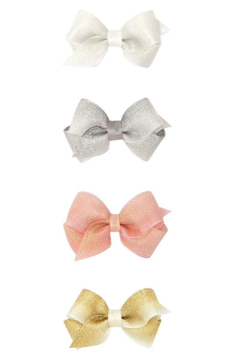 PLH Bows 4-Pack Wee Shimmer Bow Hair Clips, Main, color,