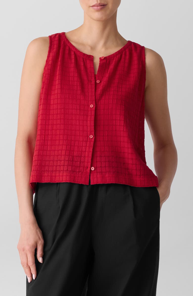Eileen Fisher Jewel Neck Organic Cotton Vest, Main, color, Crimson