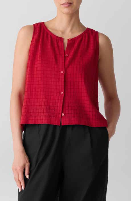 Eileen Fisher Jewel Neck Organic Cotton Vest