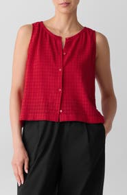 Eileen Fisher Jewel Neck Organic Cotton Vest