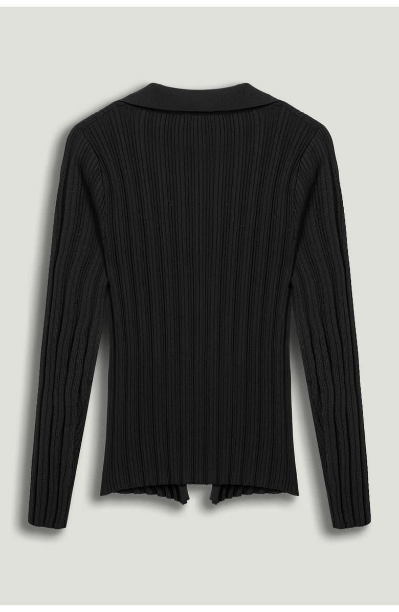 Nocturne Floral Embellished Ribbed V-Neck Sweater, Alternate, color, Black