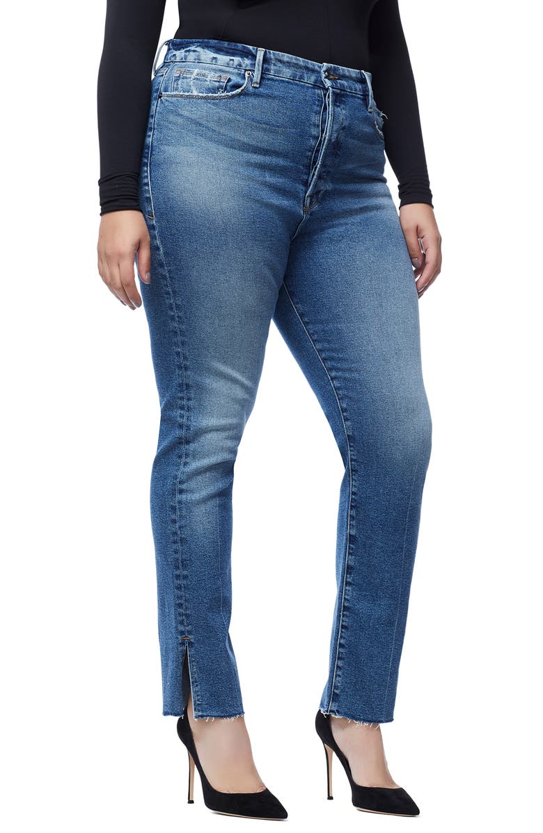 Good American Good Boy Raw Hem Boyfriend Jeans, Alternate, color,