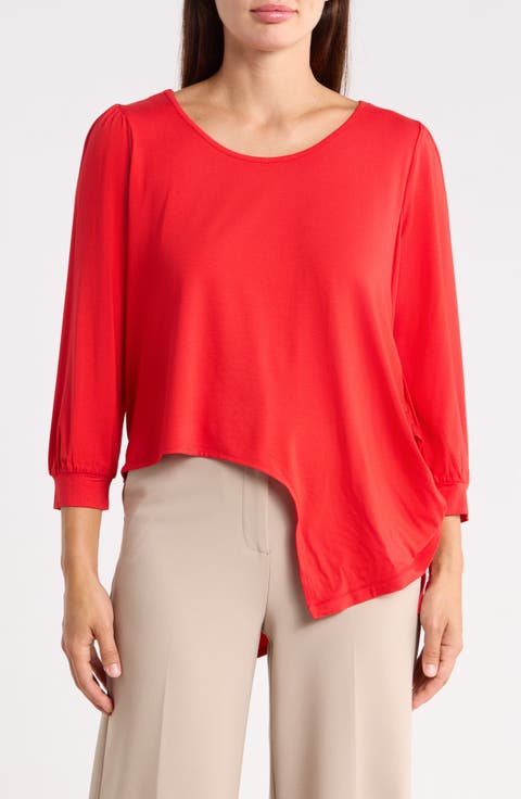 Side Knot Three-Quarter Sleeve Top
