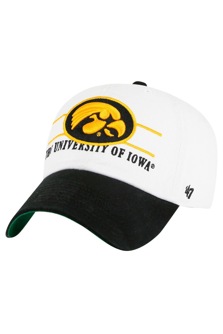 Men's '47 White Iowa Hawkeyes Gridiron Clean Up Adjustable Hat, Main, color, White