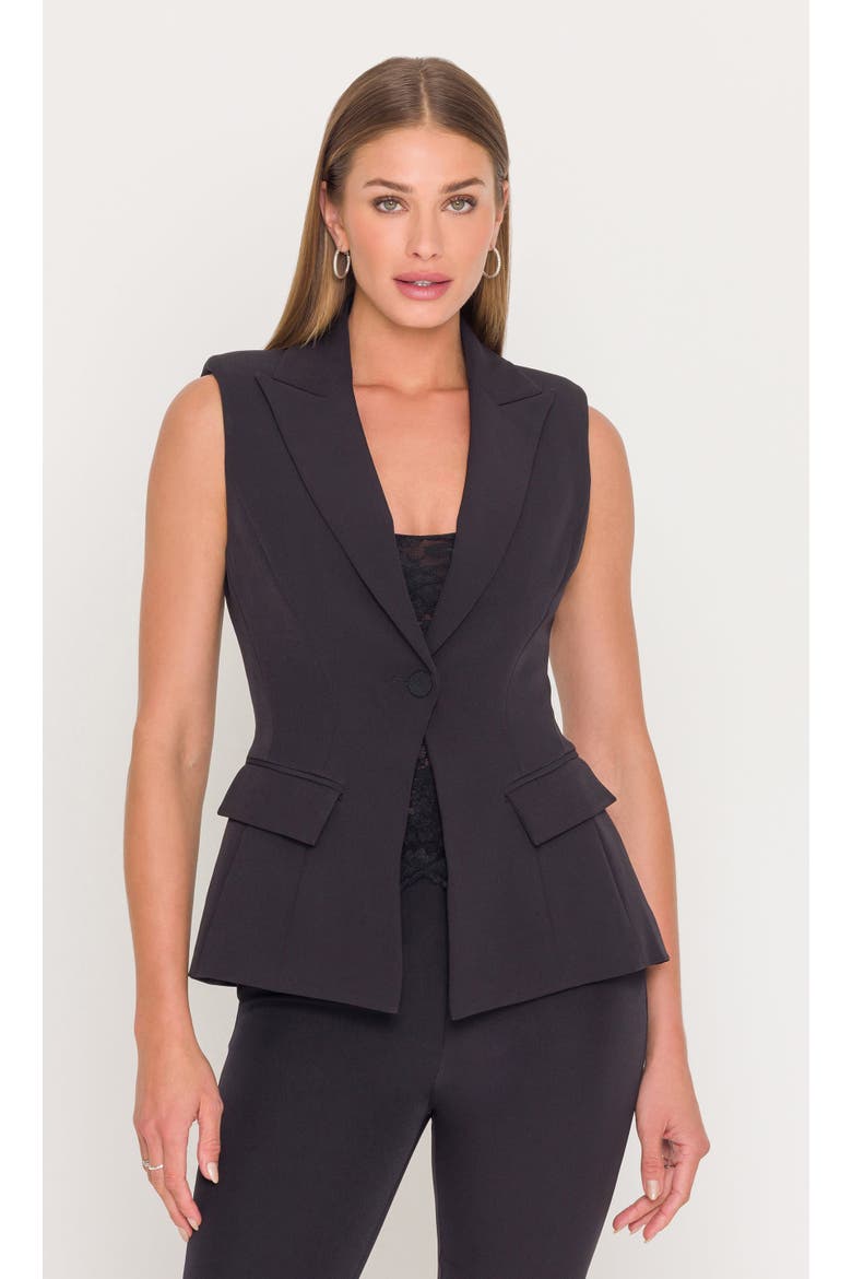 Rialto Crepe Sleeveless Blazer, Main, color, Black