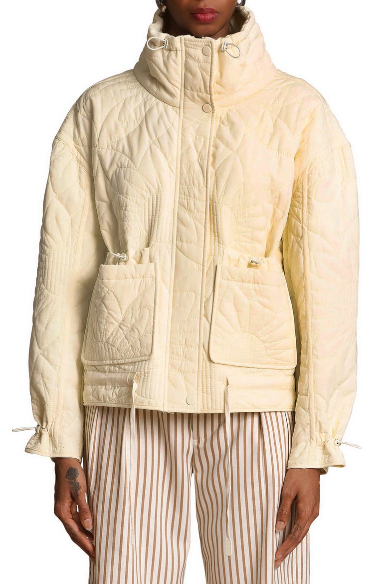 Floral Quilted Jacket, Main, color, BUTTER