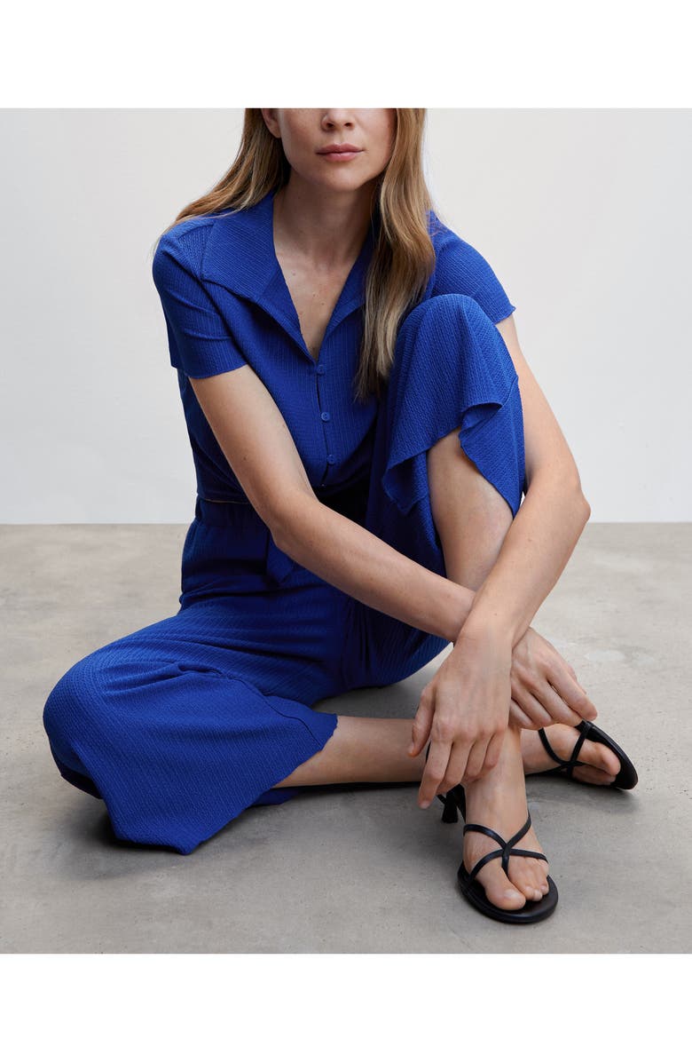 MANGO Flowy Textured Wide Leg Knit Pants, Alternate, color,