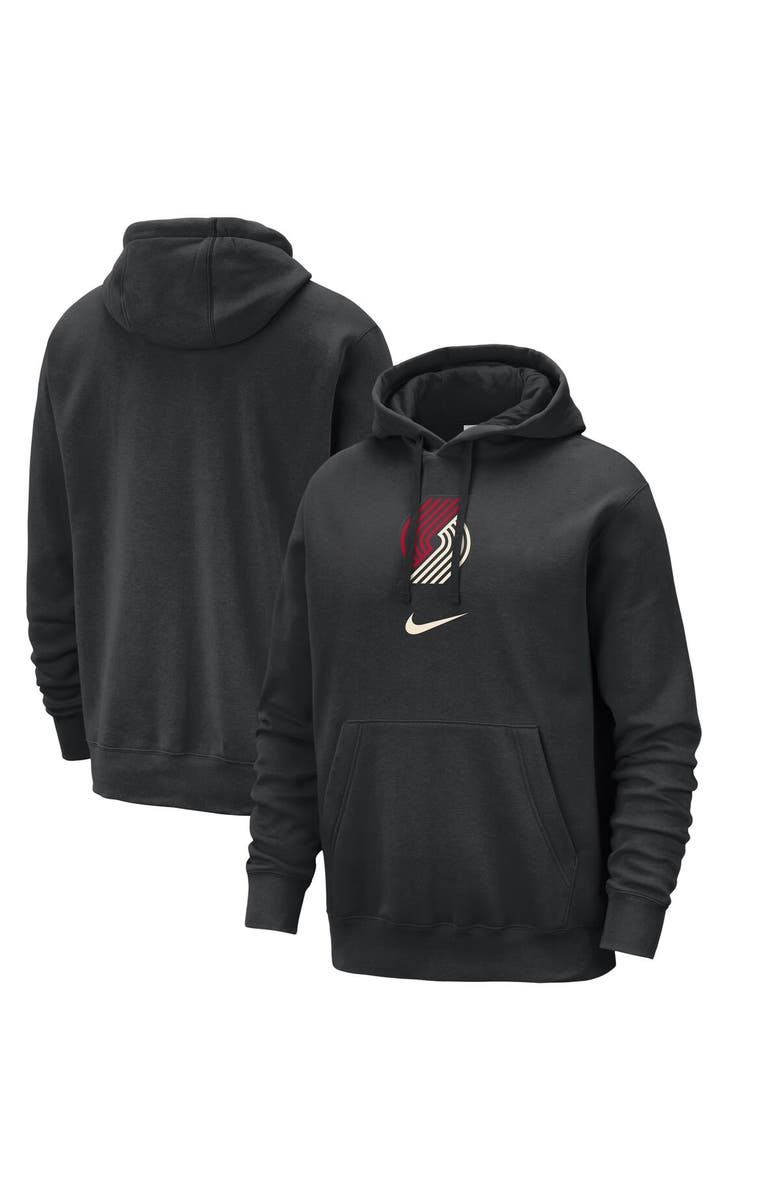 Nike Men's Nike Black Portland Trail Blazers 2023/24 City Edition Essential Club Pullover Hoodie, Main, color,