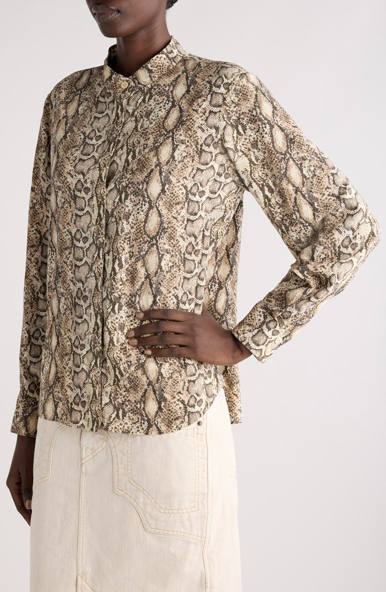 Isabel Marant Ilda Snakeskin Print Stretch Silk Button-Up Shirt Shirt, Alternate, color, 