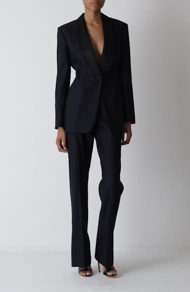 直営♪Max Mara ウール&シルク スリムフィット DELFINO Wool and silk slim trousers, midnightblue | 