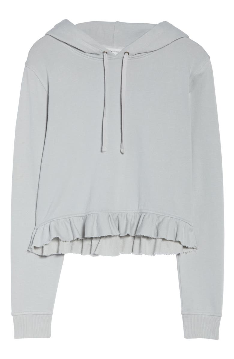 David Lerner Ruffle Hem Crop Hoodie, Alternate, color, 