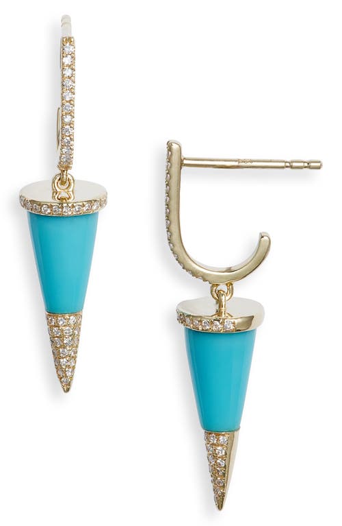 Meira T Diamond & Turquoise Spike Drop Earrings in Yellow 