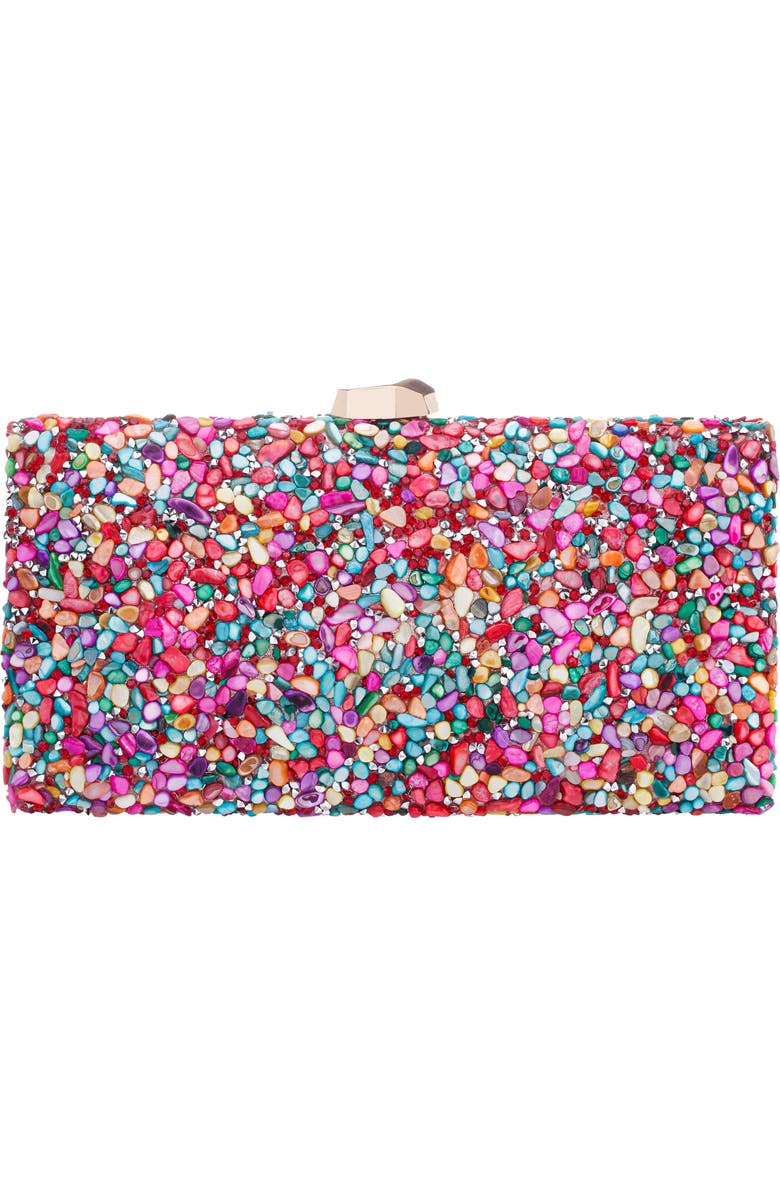 Nina Embellished Clutch, Main, color, Pink Multi