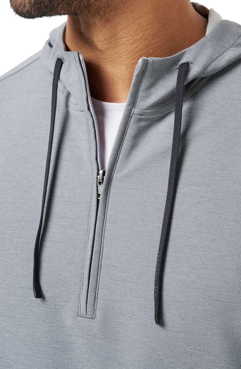 TravisMathew Valley View Quarter Zip Hoodie, Alternate, color, Heather Grey