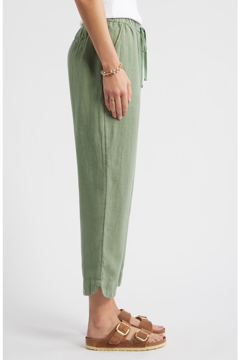 Tapered Linen Pants, Alternate, color, GREEN HEDGE
