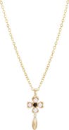Adornia 14K Gold Plated Freshwater Pearl & Onyx Clover Pendant Necklace
