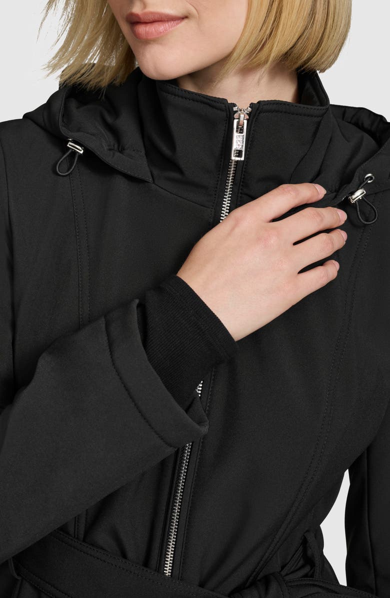 Andrew Marc Quinn Water Resistant Belted Trench Coat, Alternate, color, Black