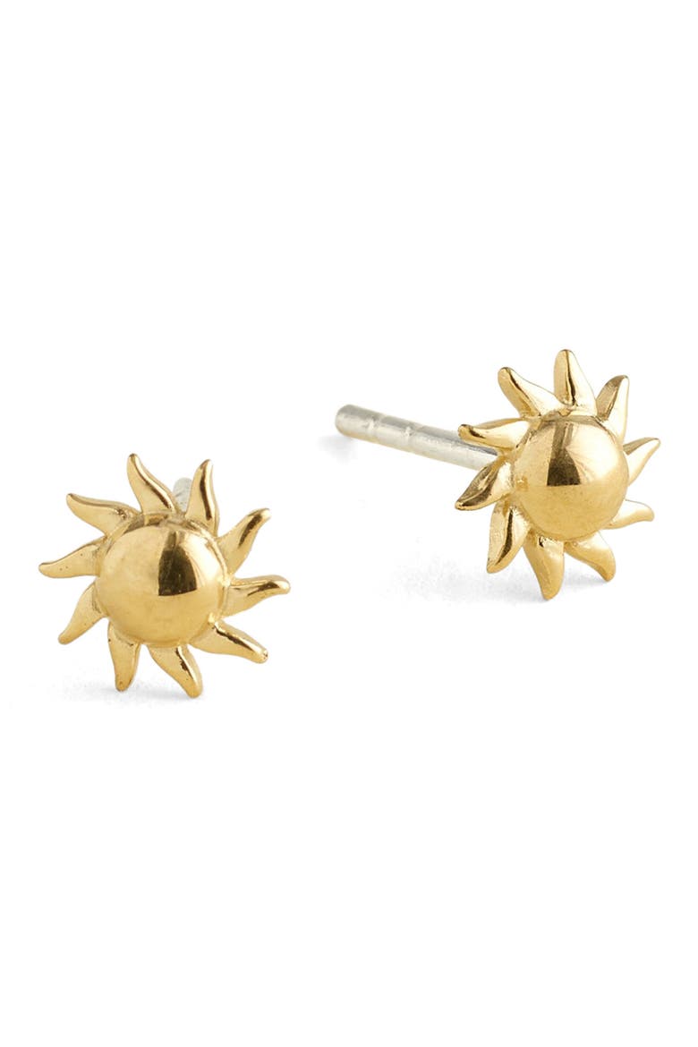 Demi-Fine Sun Stud Earrings, Main, color, 14K GOLD