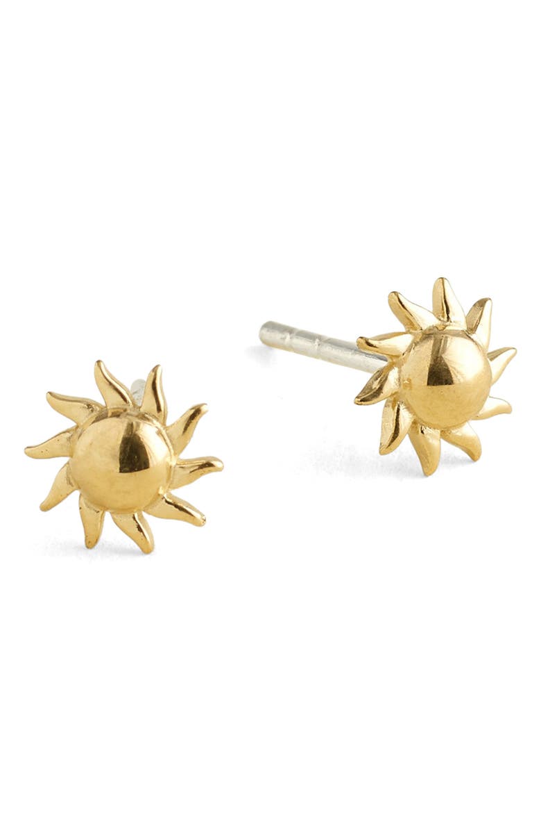 Madewell Demi-Fine Sun Stud Earrings, Main, color, 14K Gold