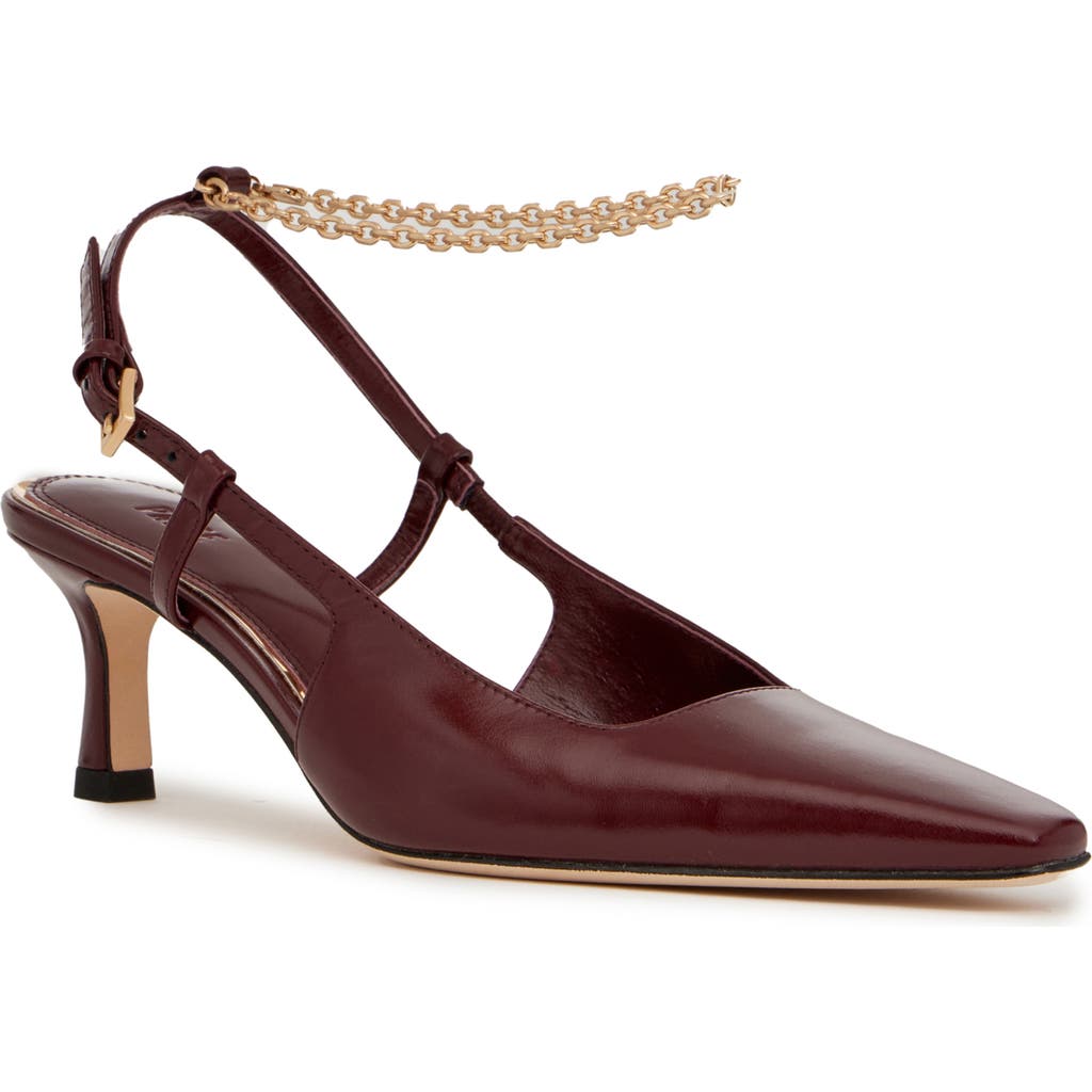 Paige Winnie Ankle Strap Pointed Toe Pump In Brown