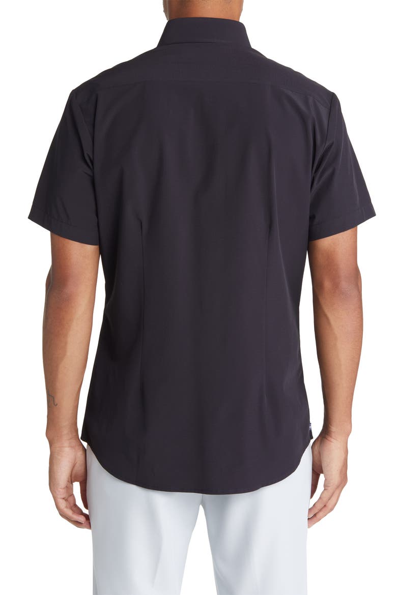 Leeward Trim Fit Short Sleeve Button-Up Shirt, Alternate, color, BLACK SOLID